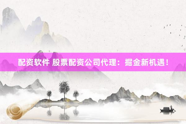 配資軟件 股票配資公司代理：掘金新機(jī)遇！