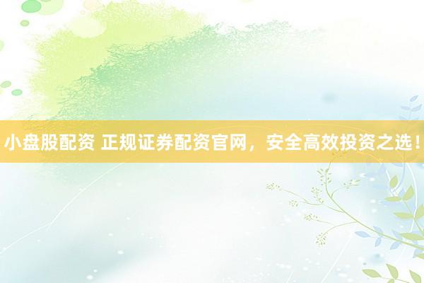 小盤股配資 正規(guī)證券配資官網(wǎng)，安全高效投資之選！