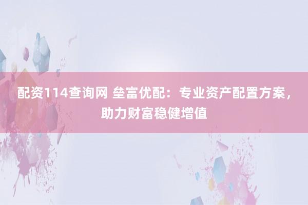 配資114查詢(xún)網(wǎng) 壘富優(yōu)配：專(zhuān)業(yè)資產(chǎn)配置方案，助力財(cái)富穩(wěn)健增值