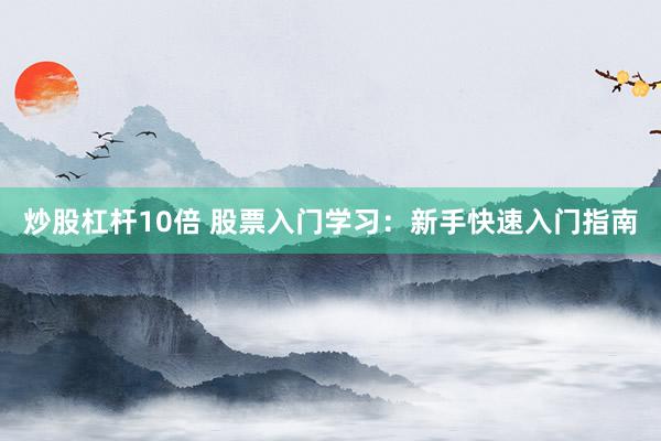 炒股杠桿10倍 股票入門學(xué)習(xí)：新手快速入門指南