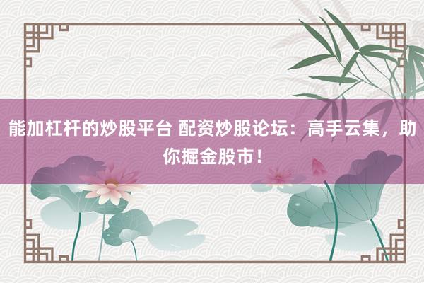 能加杠桿的炒股平臺 配資炒股論壇：高手云集，助你掘金股市！