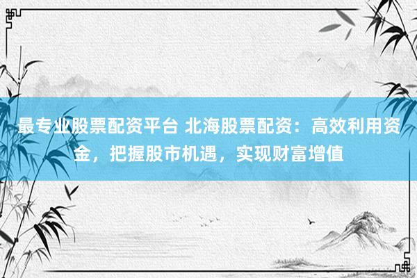 最專業(yè)股票配資平臺(tái) 北海股票配資：高效利用資金，把握股市機(jī)遇，實(shí)現(xiàn)財(cái)富增值
