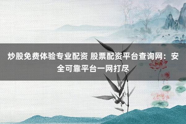 炒股免費(fèi)體驗(yàn)專業(yè)配資 股票配資平臺(tái)查詢網(wǎng)：安全可靠平臺(tái)一網(wǎng)打盡