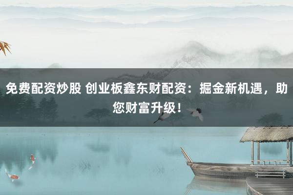 免費配資炒股 創(chuàng)業(yè)板鑫東財配資：掘金新機(jī)遇，助您財富升級！