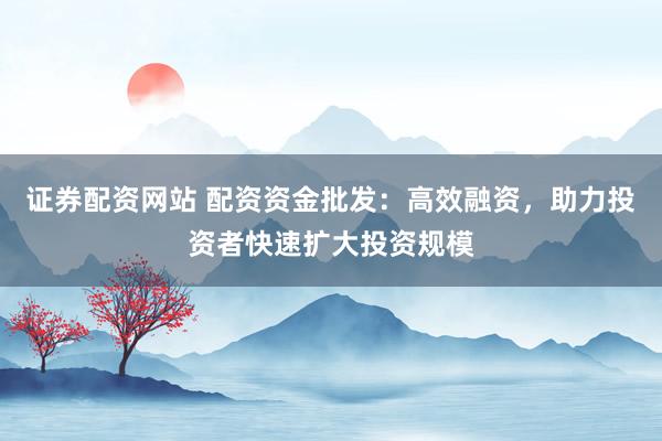 證券配資網(wǎng)站 配資資金批發(fā)：高效融資，助力投資者快速擴(kuò)大投資規(guī)模