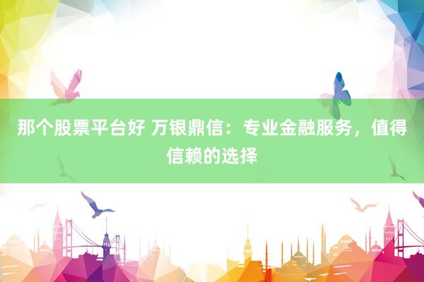 那個(gè)股票平臺(tái)好 萬銀鼎信：專業(yè)金融服務(wù)，值得信賴的選擇